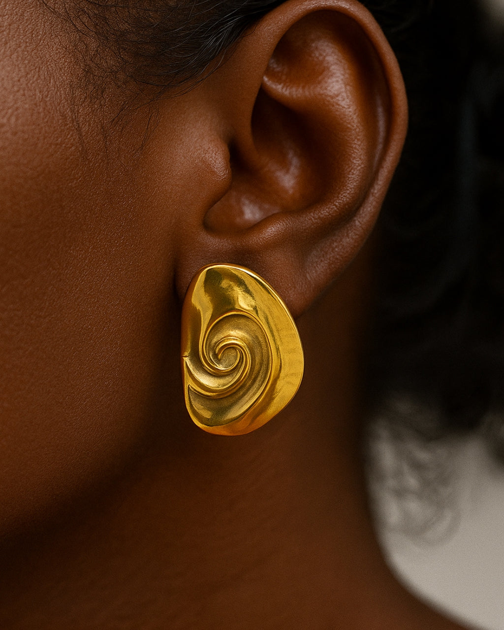 Gold Swirl Stainless Steel Earrings