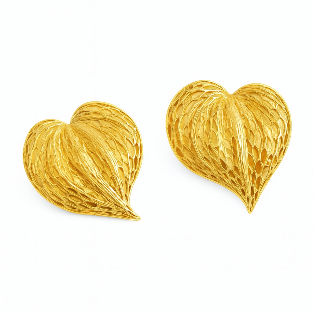 Golden Heartleaf Statement Earrings