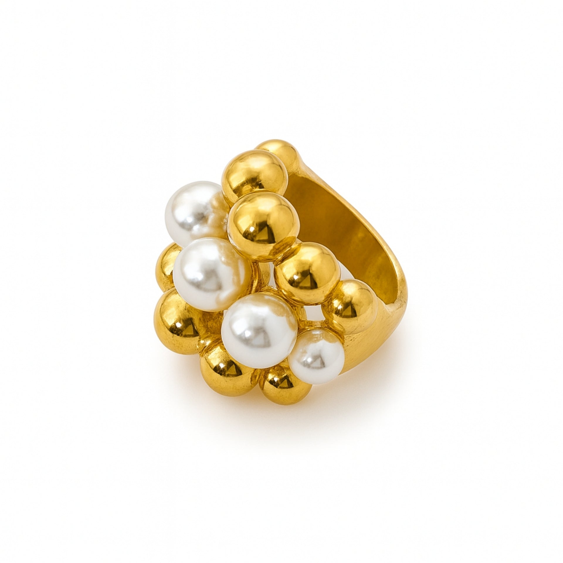 Golden and Pearl Statement Ring