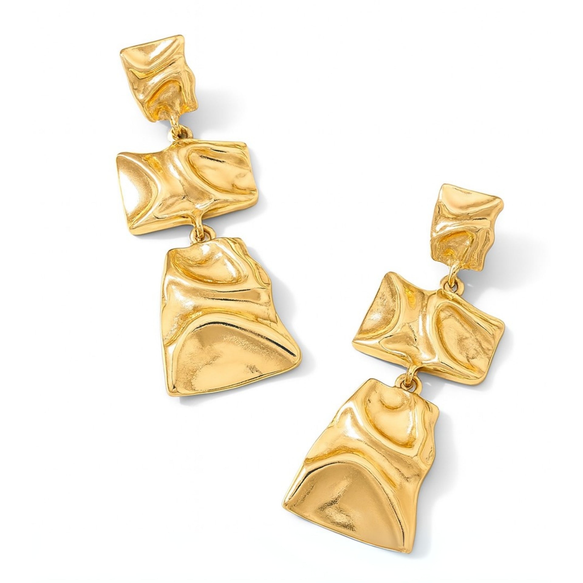 Sculpted Gold Drop Earrings