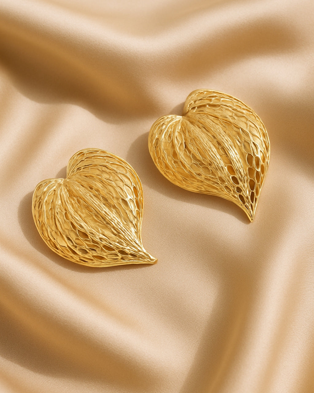 Golden Heartleaf Statement Earrings