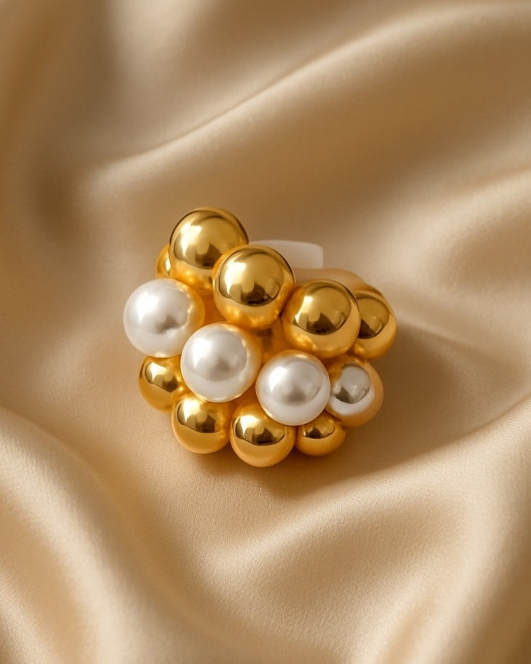 Golden and Pearl Statement Ring