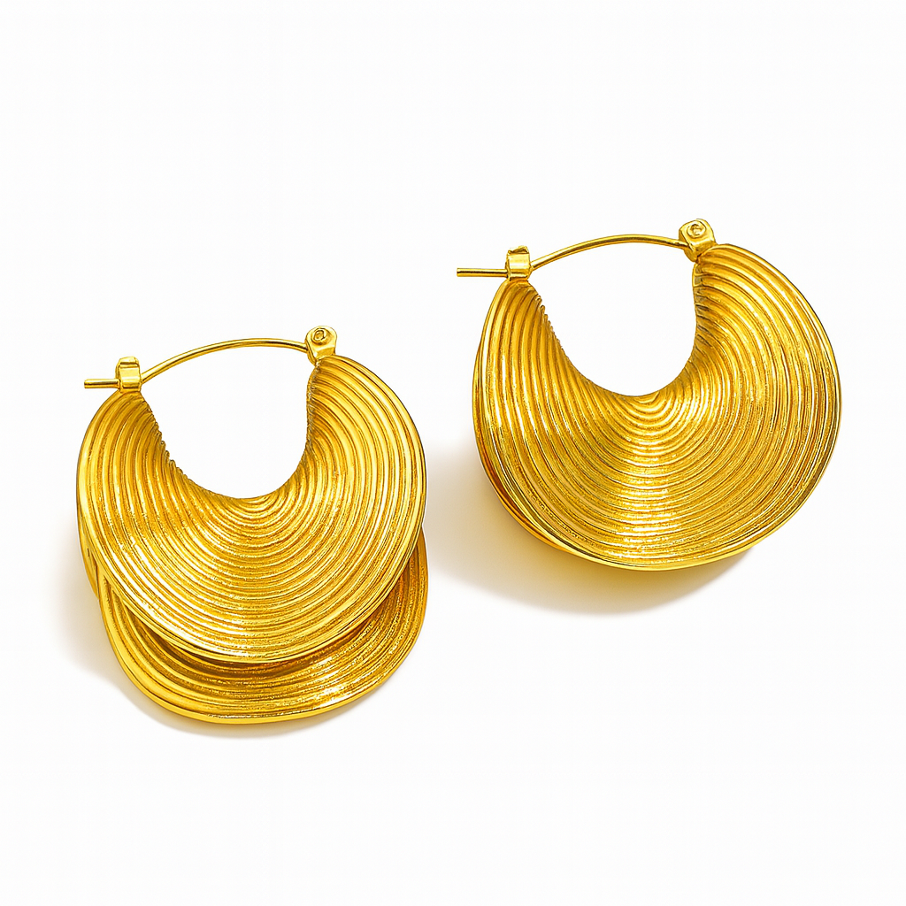 Golden Wave Hoop Earrings