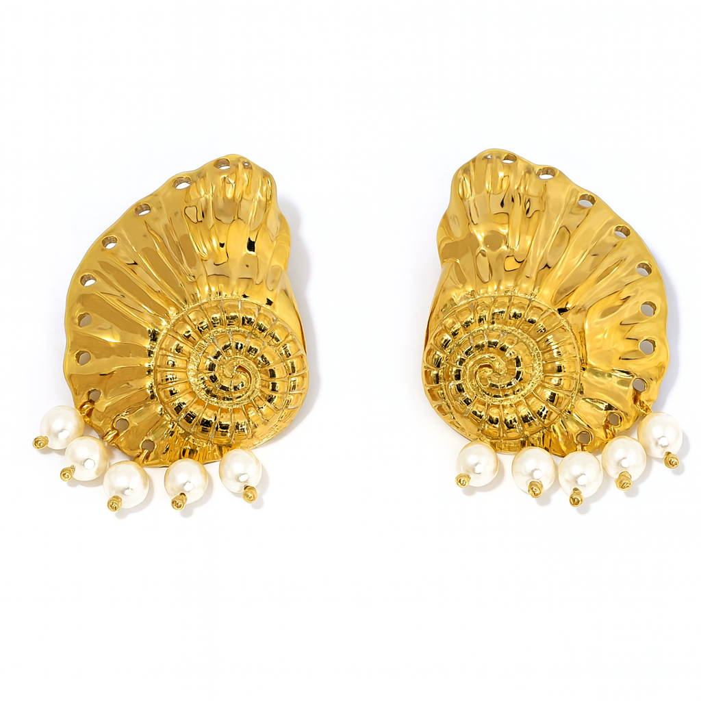 Spiral Pearl Drop Earrings