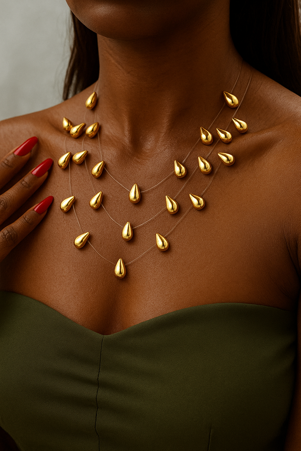 Golden Raindrop Layered Neckpieces