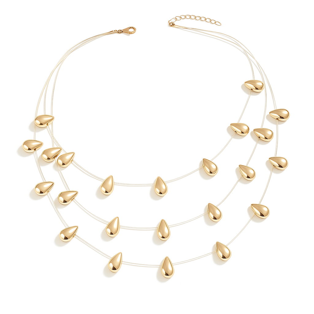 Golden Raindrop Layered Neckpieces