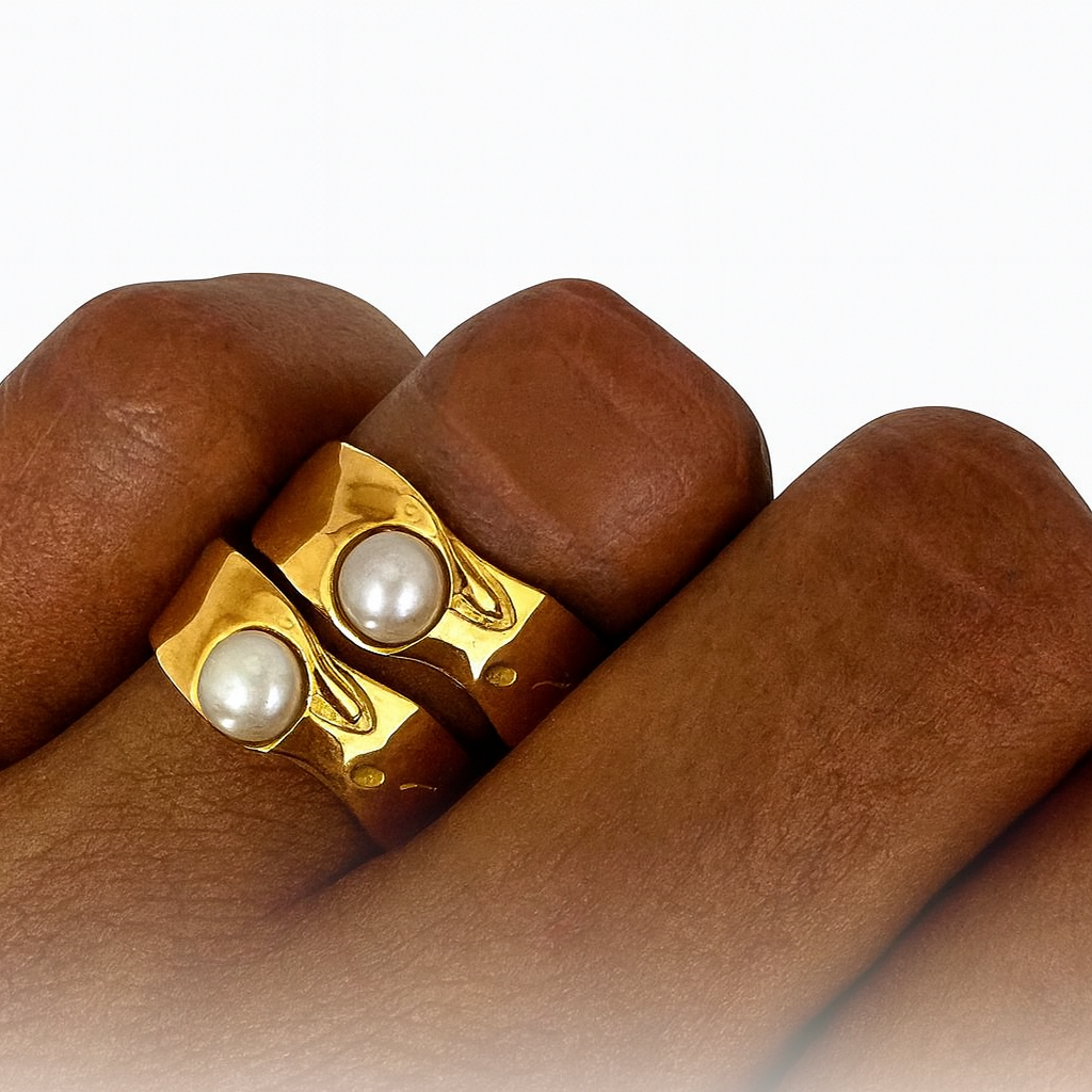 Twin Pearl Statement Ring set