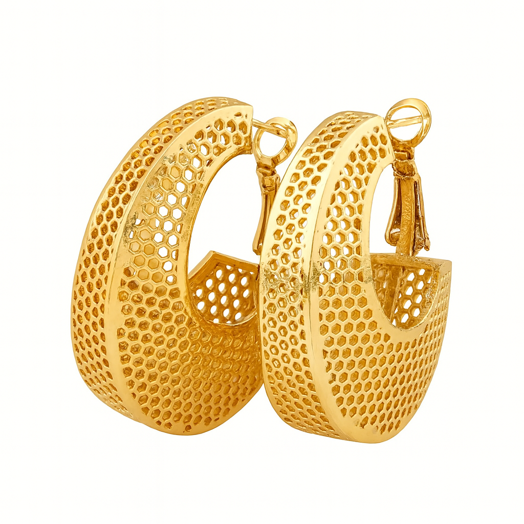 Golden Honeycomb Hoop Earrings