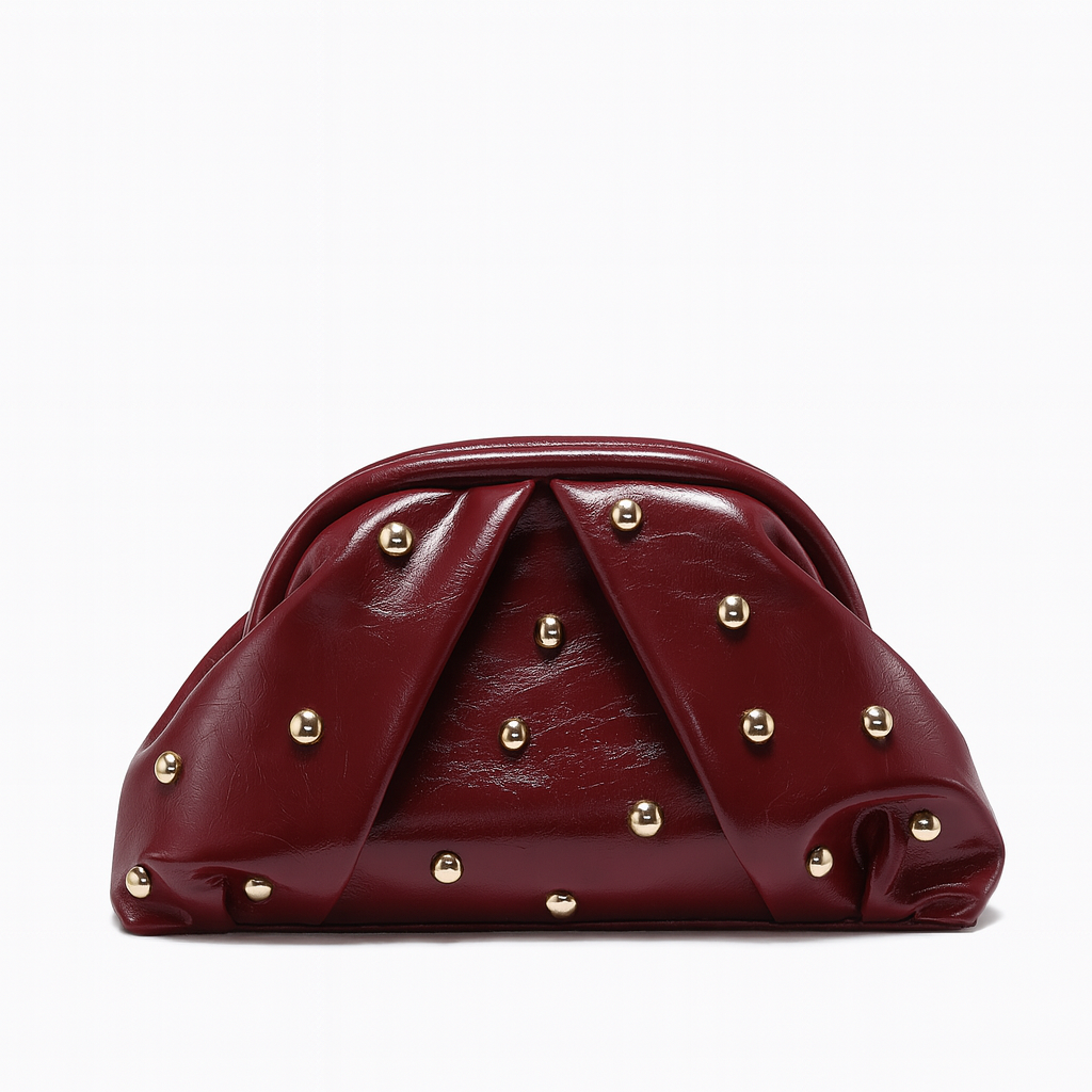 Burgundy Studded Clutch