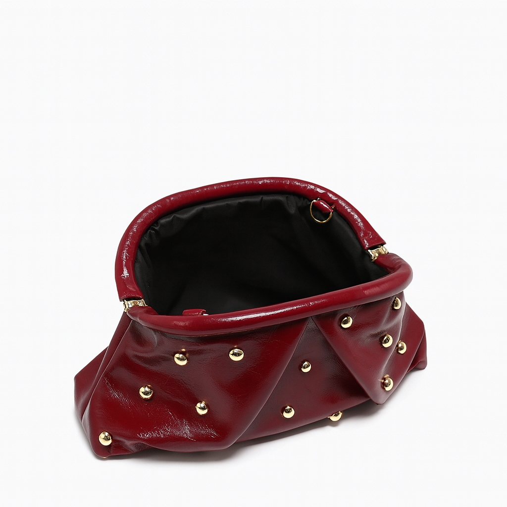 Burgundy Studded Clutch