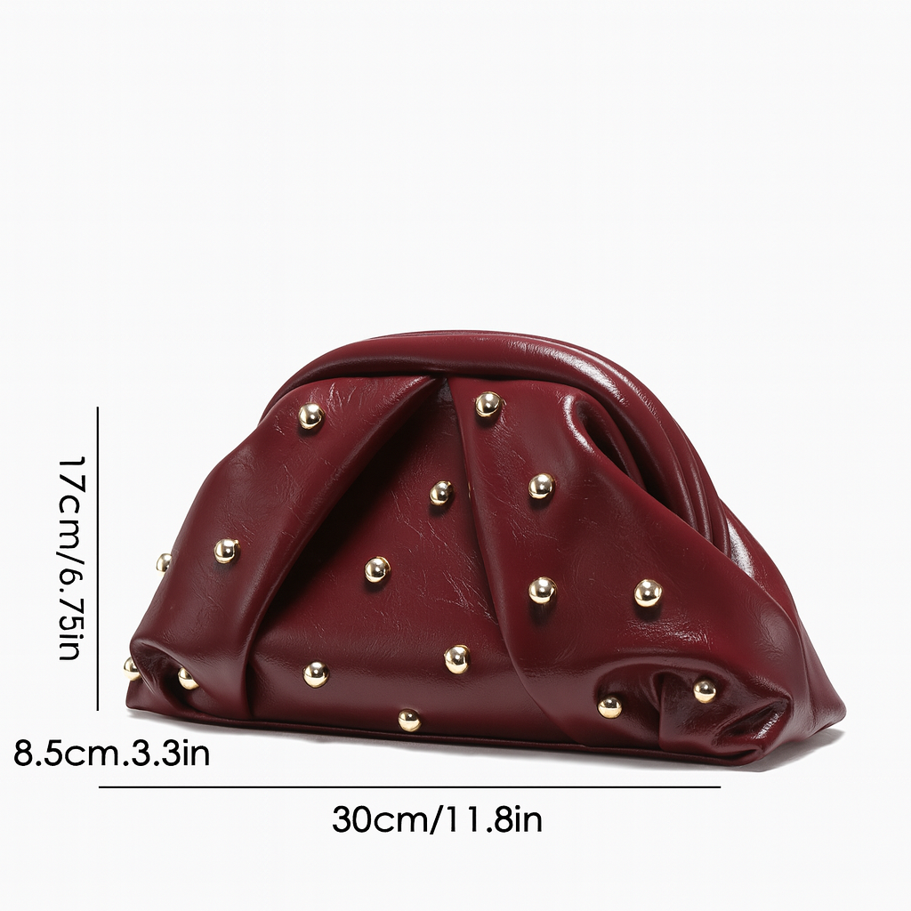 Burgundy Studded Clutch