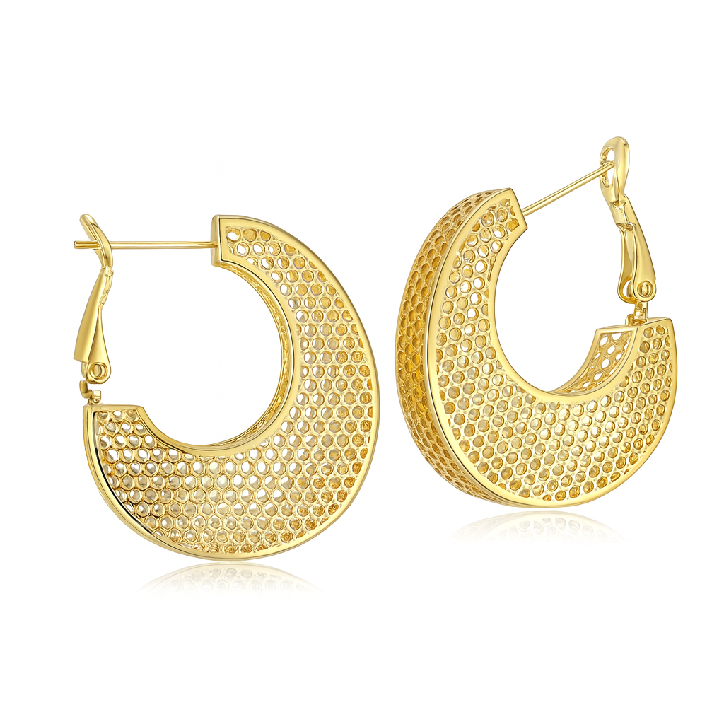 Golden Honeycomb Hoop Earrings