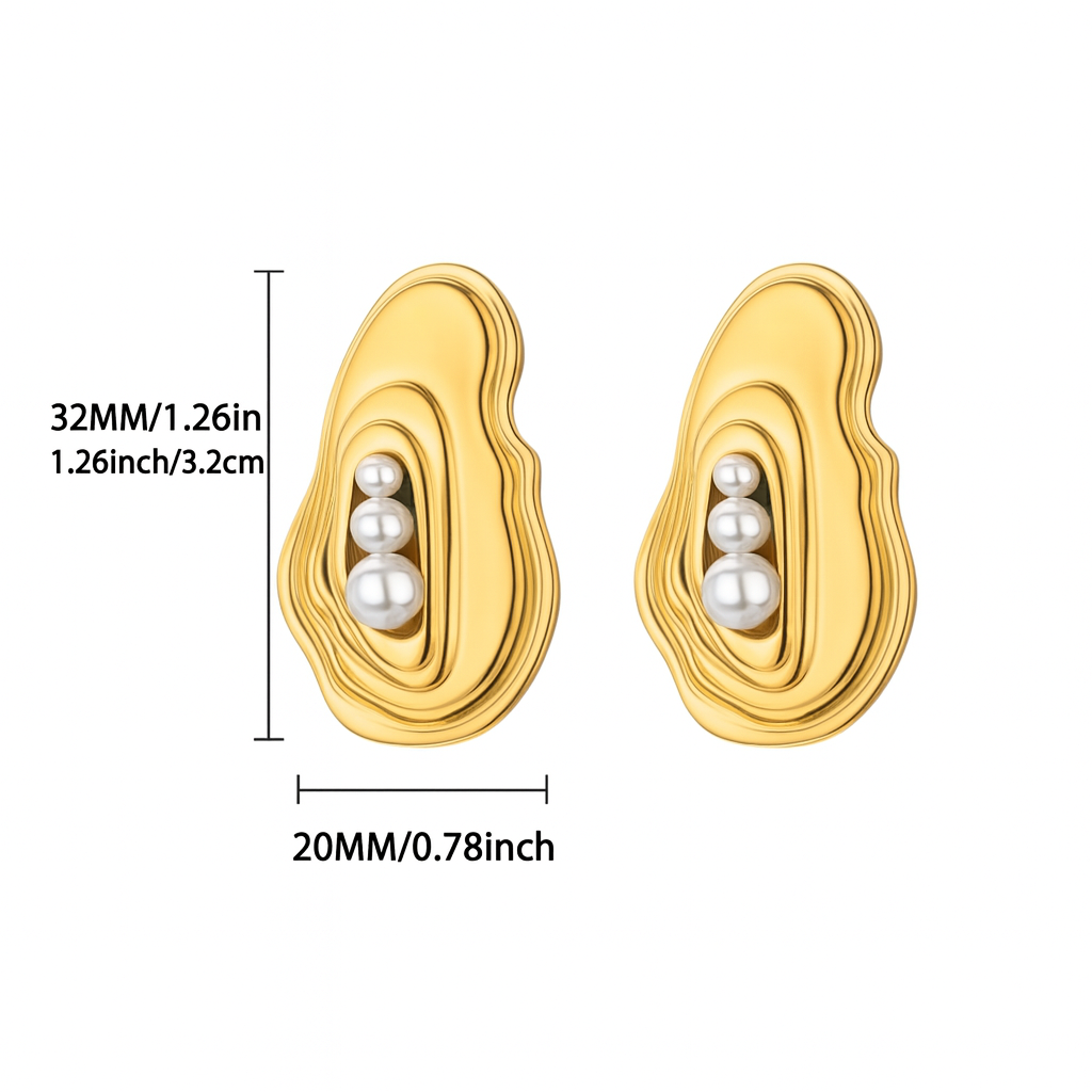 Golden Tide Pearl Statement Earrings