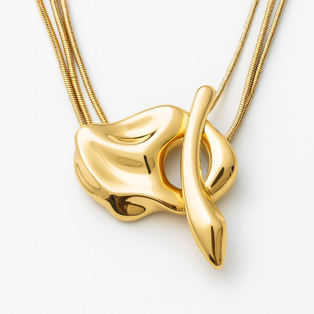 Abstract Gold Statement Necklace