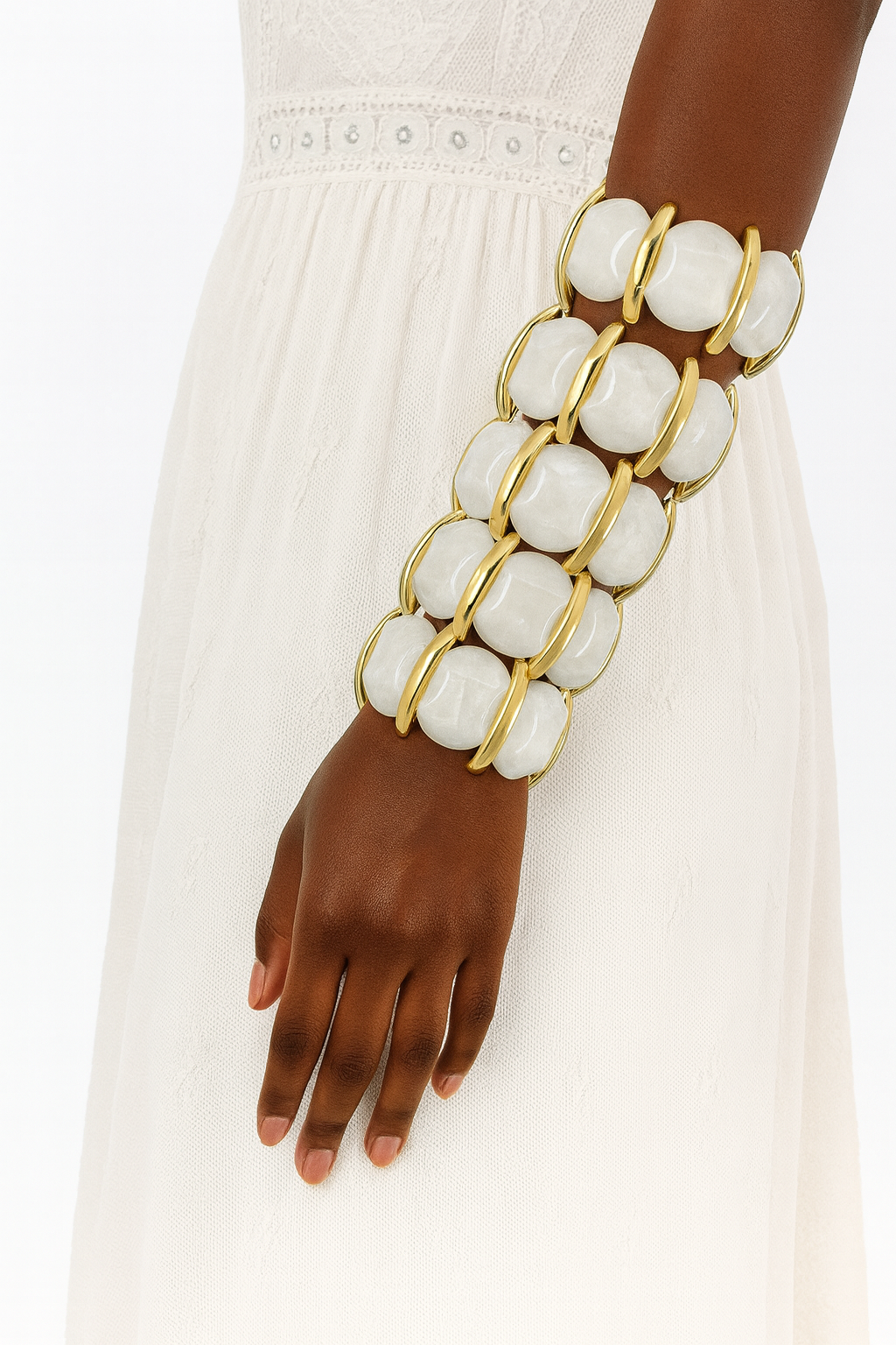 Gold and white Ice Bangle